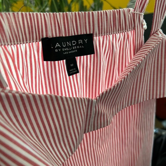 Laundry by Shelli Segal Striped Red Nautical Off Shoulder Bow Blouse Size 10 - Picture 10 of 15